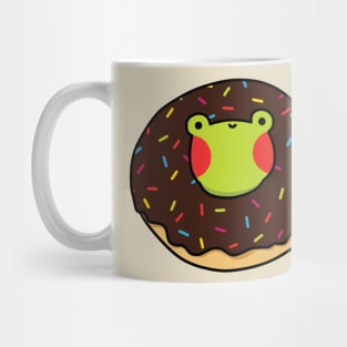 Frog in a chocolate glazed donut Mug